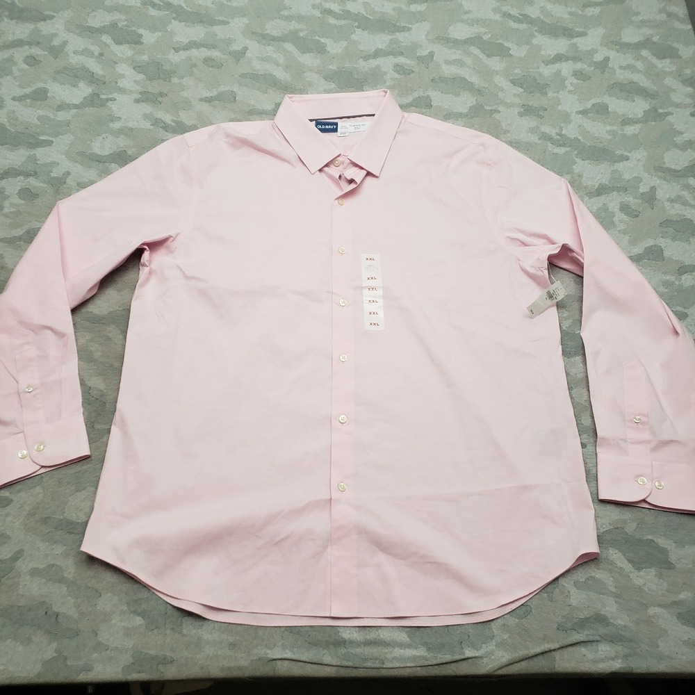 Old Navy Shirt Mens 2XL Pink Slim Fit Long Sleeve Button-Up NWT